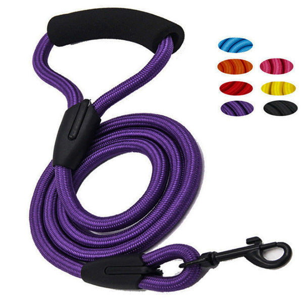 HKM-9289661 Reflective Nylon Dog Collar with Foam Handle and Metal Hook - Available in Multiple Colors and Sizes