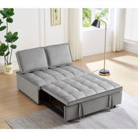 HKM-928979 Convertible Velvet Sofa Bed with Detachable Backs, Space-Saving Double Seat in Grey