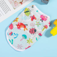 HKM-9290429 Lightweight Summer Dog Vest - Stylish Casual Wear in Strawberry, Watermelon, Bear, Rose, Car, Floret, and Bird Designs, Various Sizes Available