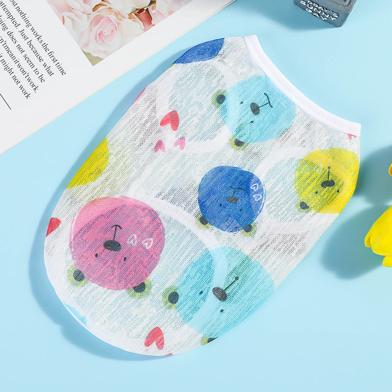 HKM-9290429 Lightweight Summer Dog Vest - Stylish Casual Wear in Strawberry, Watermelon, Bear, Rose, Car, Floret, and Bird Designs, Various Sizes Available