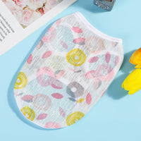 HKM-9290429 Lightweight Summer Dog Vest - Stylish Casual Wear in Strawberry, Watermelon, Bear, Rose, Car, Floret, and Bird Designs, Various Sizes Available