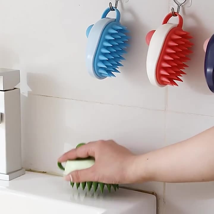 HKM-9291453 Creative Soft Gel Bath and Pet Shampoo Brush Massager - TPR/ABS, 6.4x11.4x7cm
