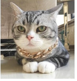 HKM-9291837 Gold-Plated Adjustable Pet Dog Necklace with Extended Chain Options