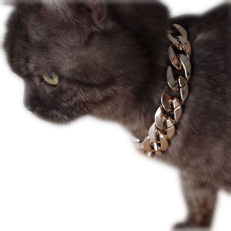 HKM-9291837 Gold-Plated Adjustable Pet Dog Necklace with Extended Chain Options