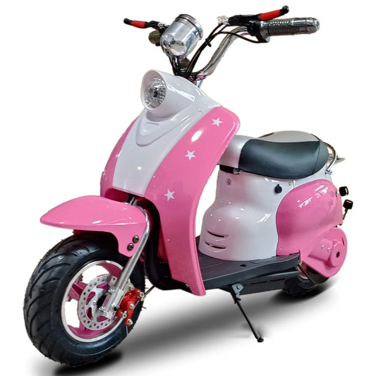 HKM-929235 Kids Mini Electric Motorcycle - Battery Powered Two-Wheel Chopper E-Bike in Pink, Max Speed 15 km/h, 250W Motor, 80 kg Capacity