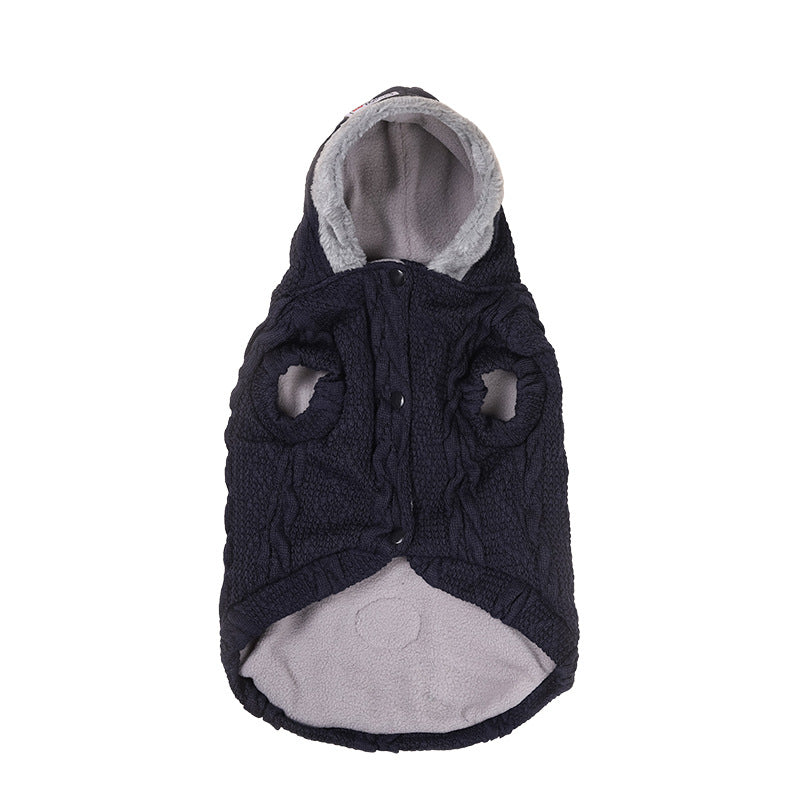 HKM-9293629 Warm Cotton Sweater for Small and Medium Dogs in Navy Blue and Wine Red