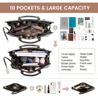HKM-929363 Waterproof Leather Laptop Tote Bag for 15.6 Inch Laptops - Stylish and Spacious Handbag