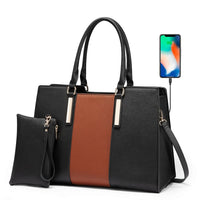 HKM-929363 Waterproof Leather Laptop Tote Bag for 15.6 Inch Laptops - Stylish and Spacious Handbag