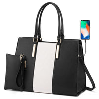 HKM-929363 Waterproof Leather Laptop Tote Bag for 15.6 Inch Laptops - Stylish and Spacious Handbag