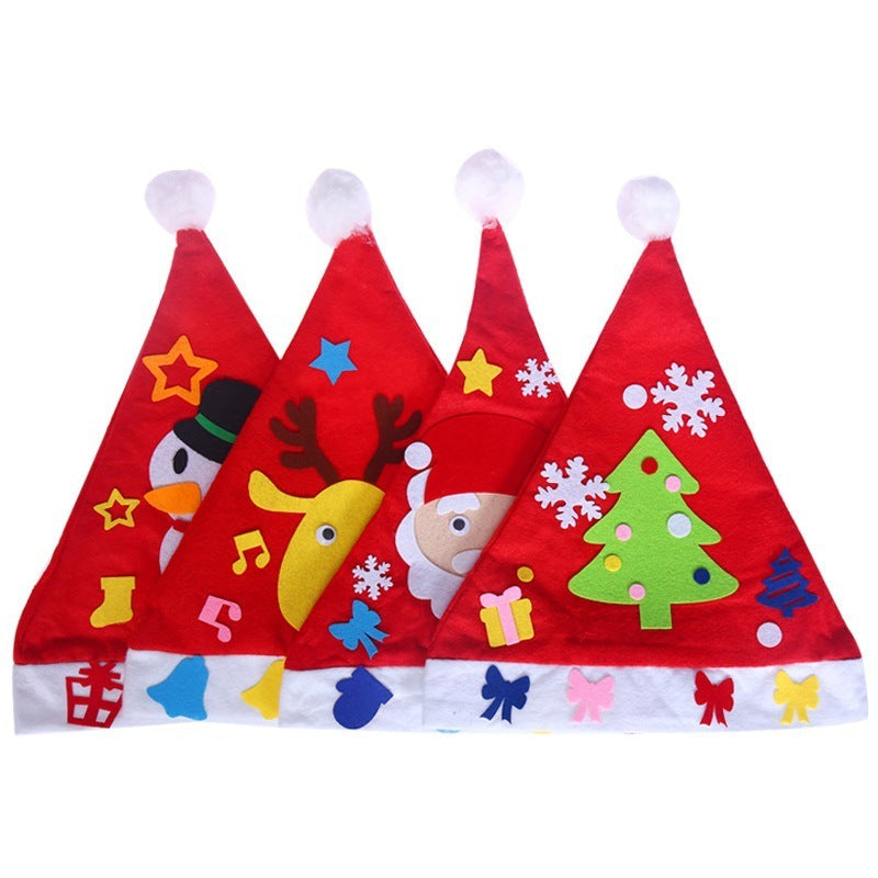 HKM-929427 DIY Christmas Hat for Kids - Festive Nonwoven Holiday Headwear - Perfect for Nursery School Celebrations and Family Fun