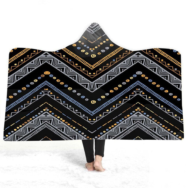 HKM-929491 Geometric 3D Digital Printing Hooded Cloak Blanket - Polyester Fiber, Multiple Sizes