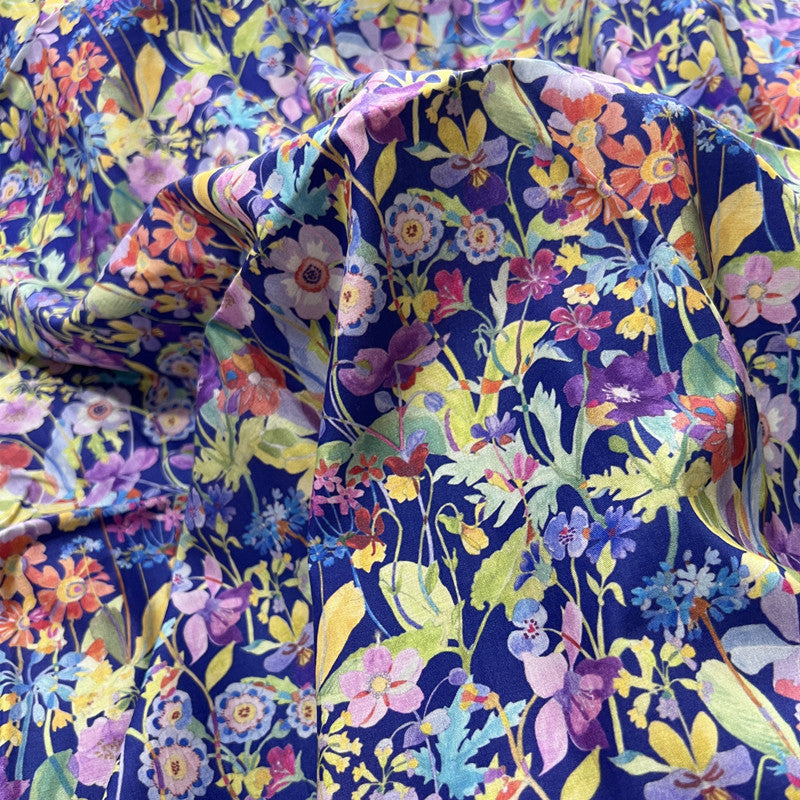 HKM-929491 Jade Bay Digital Print Cotton Cheongsam Dress Fabric - 1m Satin Weave