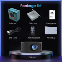 HKM-929491 Portable Low Noise LCD Mini Projector for Wireless Mobile Phone Screen Mirroring, Eco-friendly Design, and External Audio Support