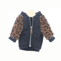HKM-9295293 Leopard Print Dog Jacket for Stylish Pets - Polyester Two-Legged Clothing in Blue