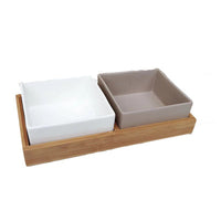 HKM-9295805 Square Ceramic Dog Food Bowl for Pets - Light Luxury Design