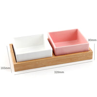 HKM-9295805 Square Ceramic Dog Food Bowl for Pets - Light Luxury Design