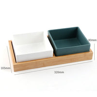 HKM-9295805 Square Ceramic Dog Food Bowl for Pets - Light Luxury Design