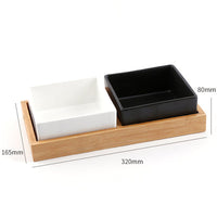 HKM-9295805 Square Ceramic Dog Food Bowl for Pets - Light Luxury Design
