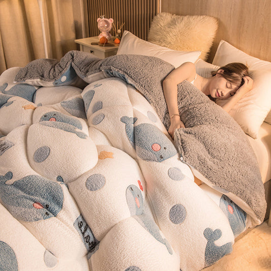 HKM-929619 Thick Winter Quilt for Cozy Comfort - Multiple Sizes & Colors Available
