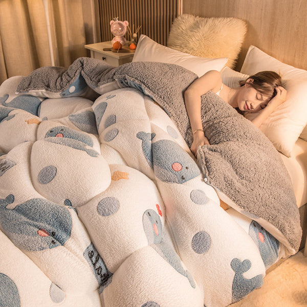 HKM-929619 Thick Winter Quilt for Cozy Comfort - Multiple Sizes & Colors Available