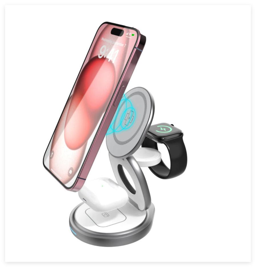 HKM-929683 Magnetic Three-in-One Wireless Charger for Fast Charging Devices