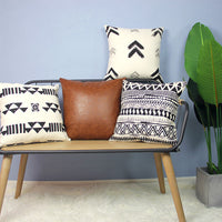 HKM-929939 Light Luxury Geometric PU Leather Pillow Cover - Modern Solid Color Cushion 45x45cm