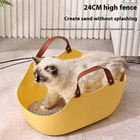 HKM-9299645 Portable Open Cat Litter Box - Yellow and Gray, PE Material, 51x36x24cm