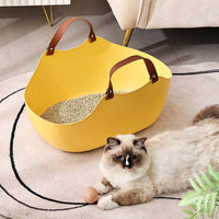 HKM-9299645 Portable Open Cat Litter Box - Yellow and Gray, PE Material, 51x36x24cm