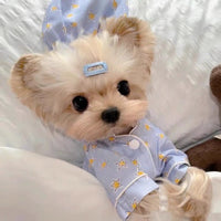 HKM-9300157 Korean Spring Blue Star-Patterned Cotton Pajama Suit for Pets