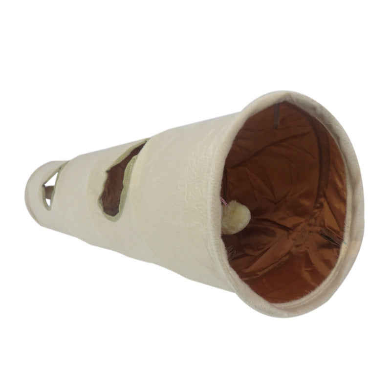 HKM-9300669 Collapsible Short Plush and Oxford Cloth Cat Tunnel, 25X120CM