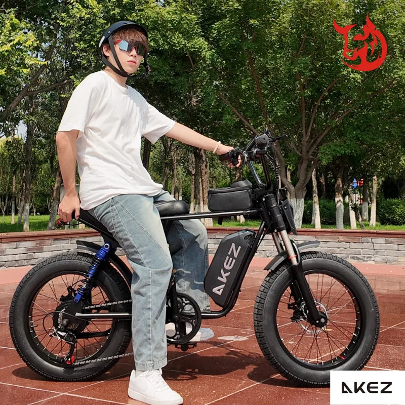 HKM-930131 Dual Suspension Fat Tire Electric Mountain Bike, 48V 750W, 7-Speed, 20" Wheels, 18.2Ah Lithium Battery, All-Terrain