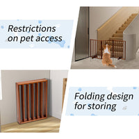 HKM-9302973 Brown Foldable 24-Inch Freestanding Wood Pet Fence for Indoor Use