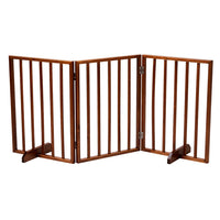 HKM-9302973 Brown Foldable 24-Inch Freestanding Wood Pet Fence for Indoor Use