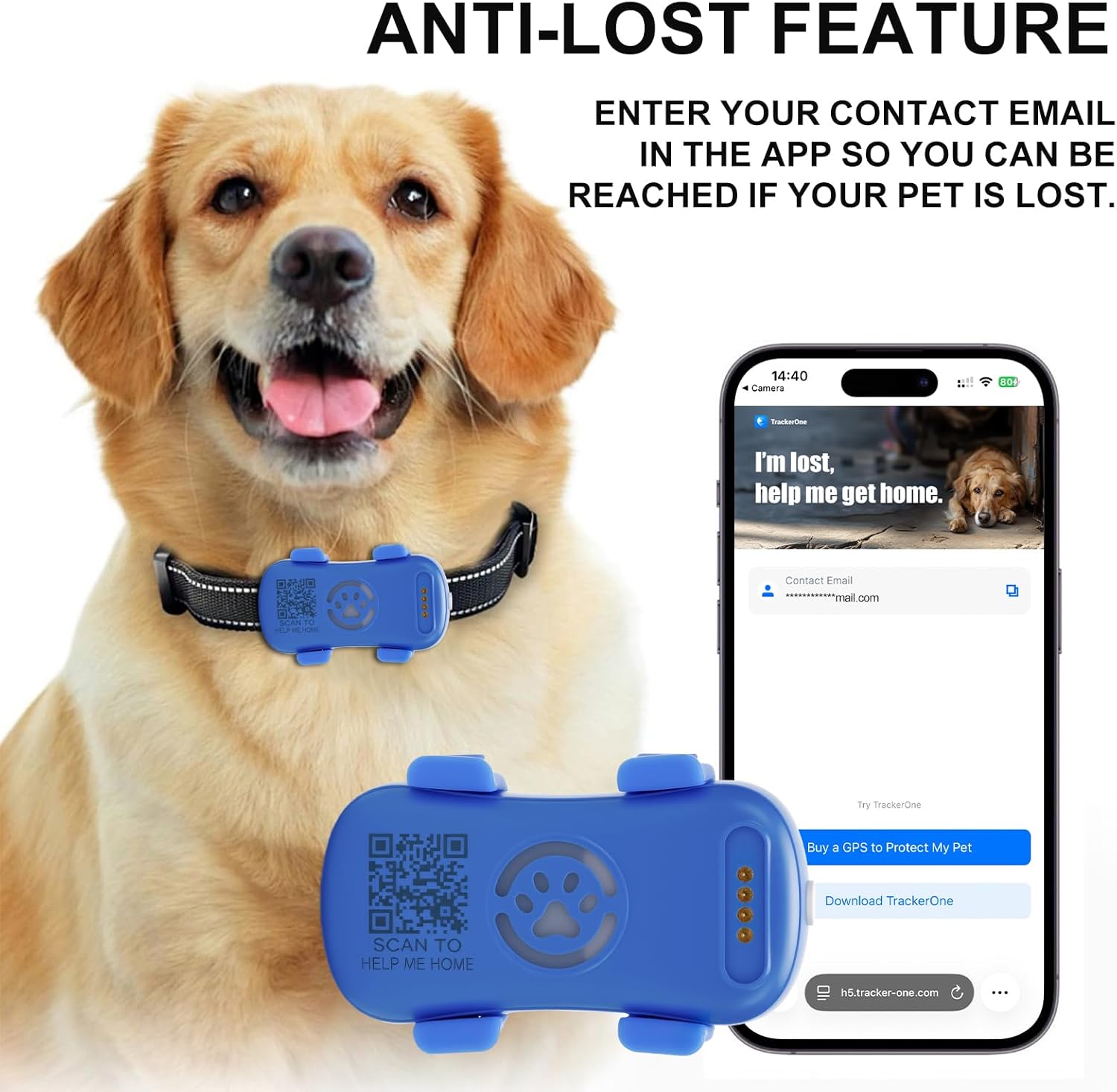 HKM-9304637 Real-Time Pet GPS Tracker with Geofence, Activity Monitoring, Waterproof Design, and Sound & Light Alerts