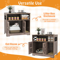 HKM-9305021 Gray Cat Litter Box Enclosure with Storage - Hidden Washroom Furniture and Scratching Pad