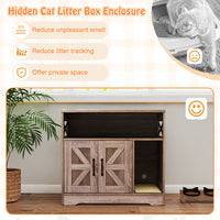 HKM-9305021 Gray Cat Litter Box Enclosure with Storage - Hidden Washroom Furniture and Scratching Pad