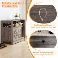 HKM-9305021 Gray Cat Litter Box Enclosure with Storage - Hidden Washroom Furniture and Scratching Pad