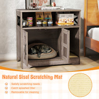 HKM-9305021 Gray Cat Litter Box Enclosure with Storage - Hidden Washroom Furniture and Scratching Pad