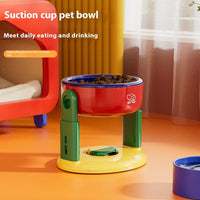 HKM-9305149 Adjustable Lifting Suction Cup Pet Bowl - Pink, Red & Blue Options