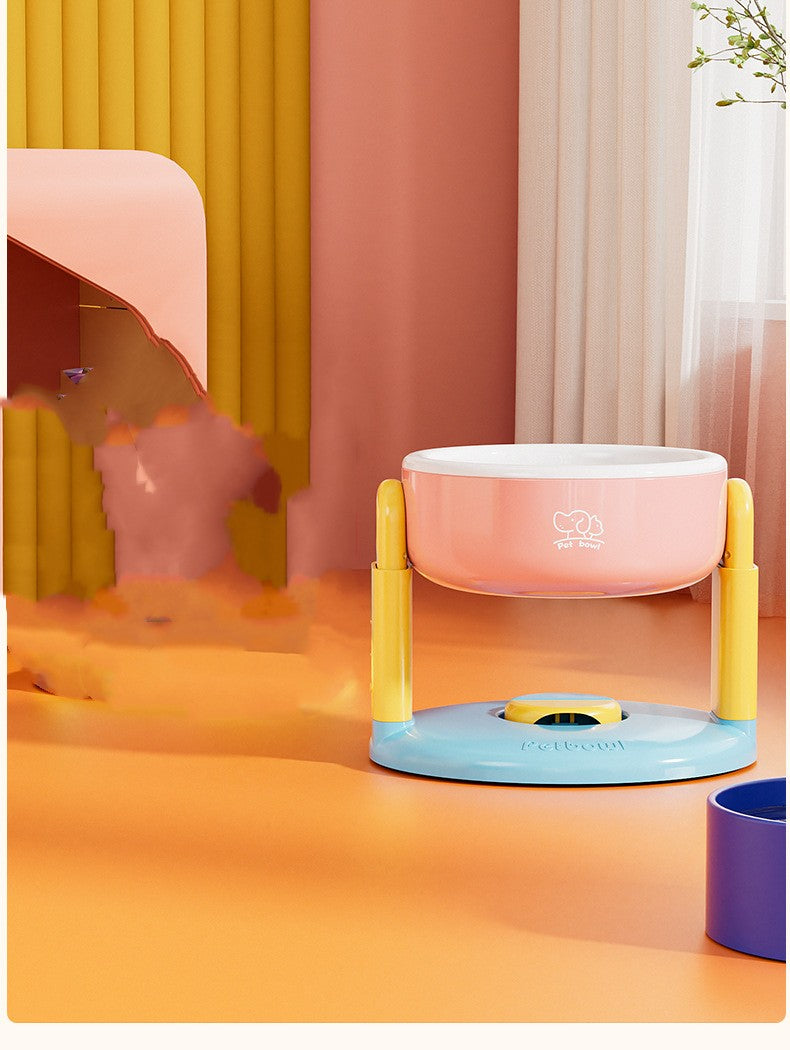 HKM-9305149 Adjustable Lifting Suction Cup Pet Bowl - Pink, Red & Blue Options