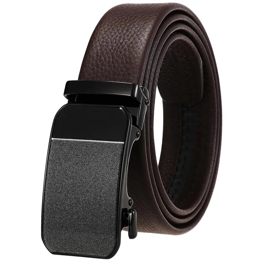 HKM-930515 Men's Custom Size Cowhide Leather Belt - Solid Design, Country of Origin: China