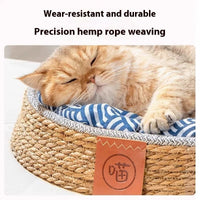 HKM-9305405 Comfortable Rattan Cat Nest Bed - Breathable & Cozy for Your Feline Friend