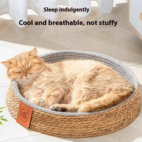HKM-9305405 Comfortable Rattan Cat Nest Bed - Breathable & Cozy for Your Feline Friend