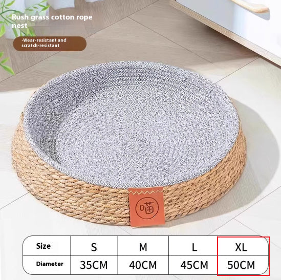 HKM-9305405 Comfortable Rattan Cat Nest Bed - Breathable & Cozy for Your Feline Friend