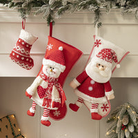 HKM-930579 Cloth Santa Claus Cartoon Hanging Decoration for Christmas Tree and Gift Bags