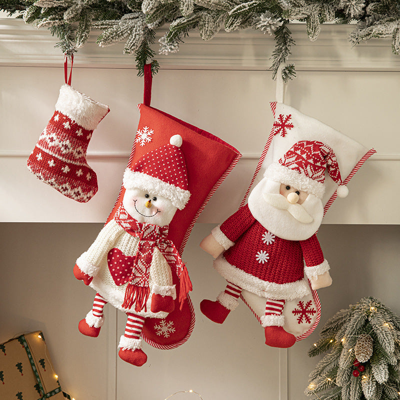 HKM-930579 Cloth Santa Claus Cartoon Hanging Decoration for Christmas Tree and Gift Bags