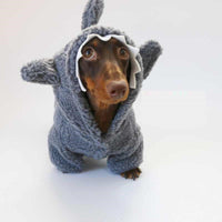 HKM-9306941 Fleece-Lined Gray Shark Hooded Sweater for Dogs and Cats - Warm and Trendy Pet Clothes
