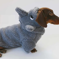 HKM-9306941 Fleece-Lined Gray Shark Hooded Sweater for Dogs and Cats - Warm and Trendy Pet Clothes
