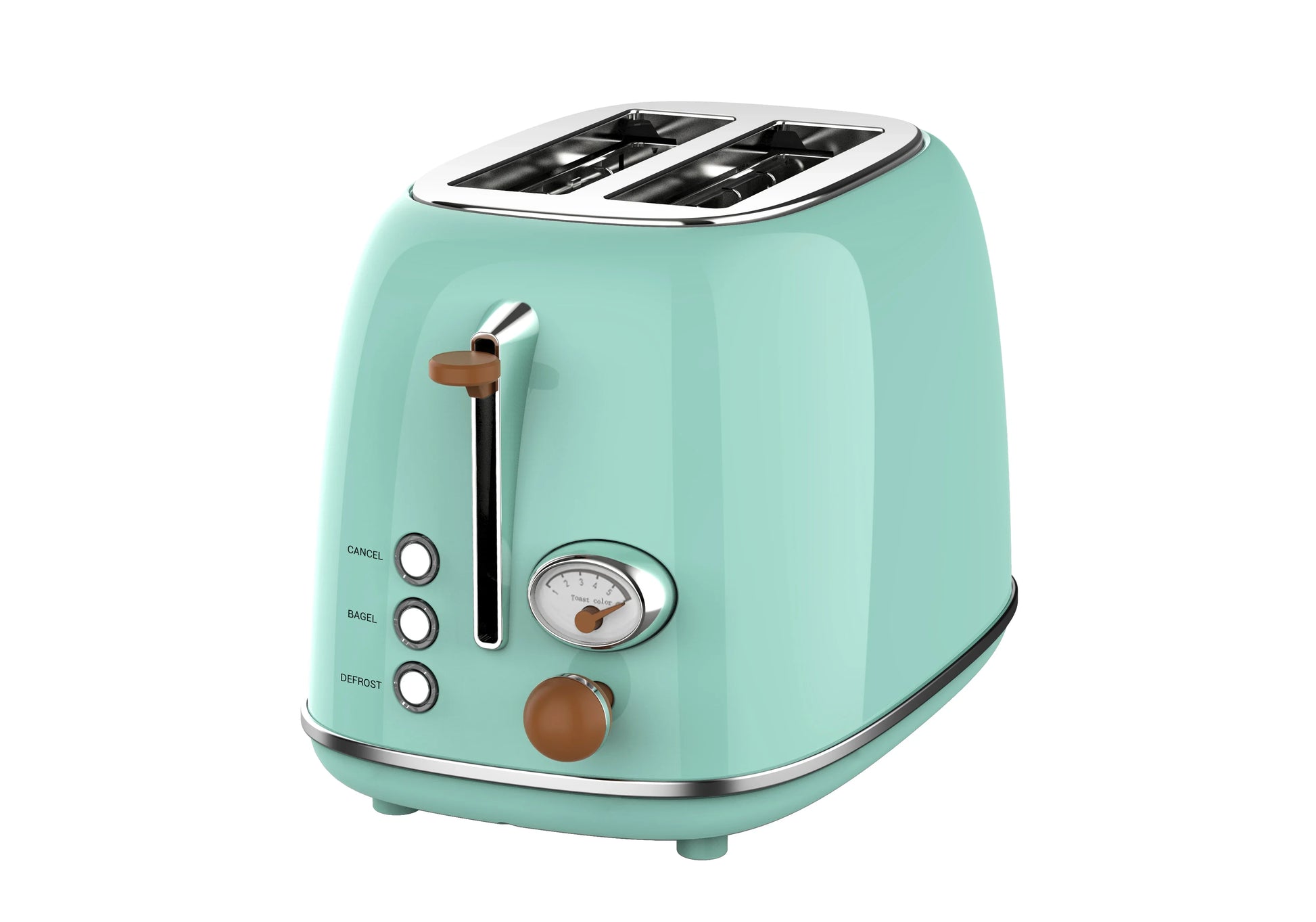 HKM-930707 Retro Stainless Steel 2-Slice Toaster with Auto Pop-Up Function for Home Use