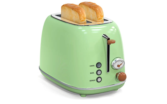 HKM-930707 Retro Stainless Steel 2-Slice Toaster with Auto Pop-Up Function for Home Use
